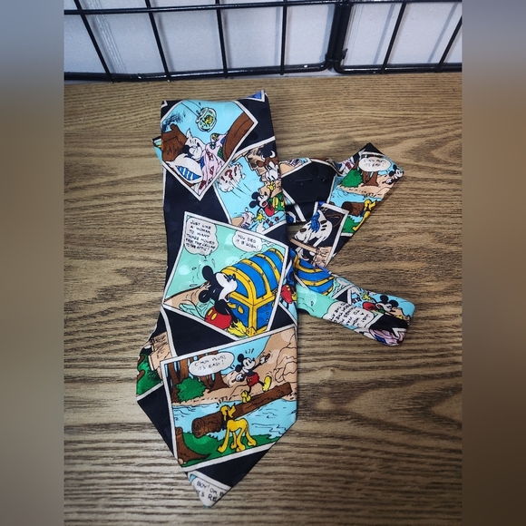 Men's Mickey Inc Disney Mickey Mouse Donald Duck Comic Book Black Multi Neck Tie - Picture 5 of 6